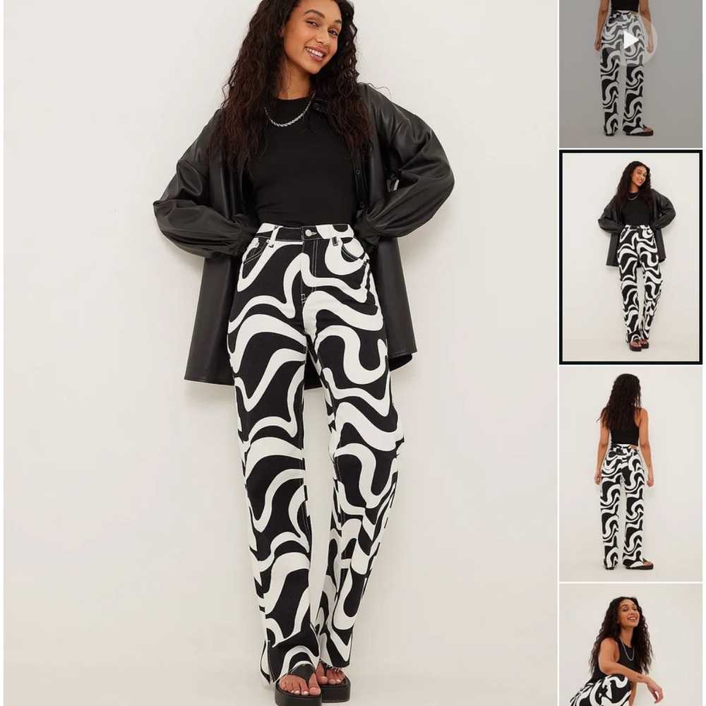 NA-KD high waist wide leg swirl pant jeans